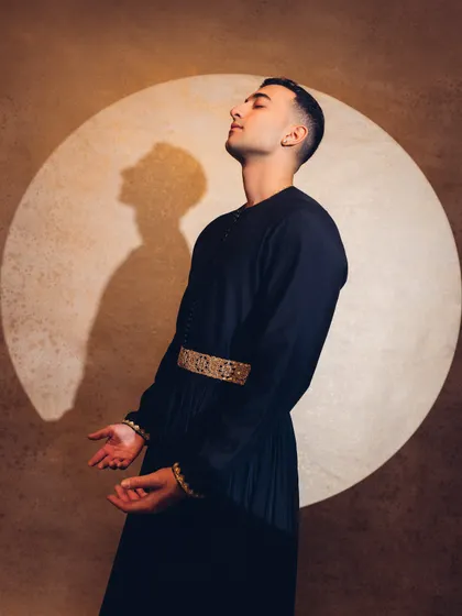 An expressive pose, embodying the emotion and spirit of the music.