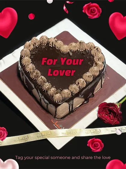 For the chocolate lover in your life, this decadent chocolate fudge heart-shaped cake is the ultimate Valentine's Day treat.