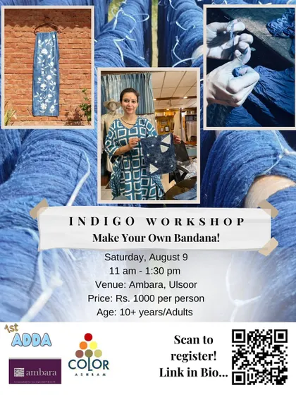 Another poster for our "Make Your Own Bandana" indigo workshop in Bangalore. We use these events to make the art of natural dyeing accessible to everyone.