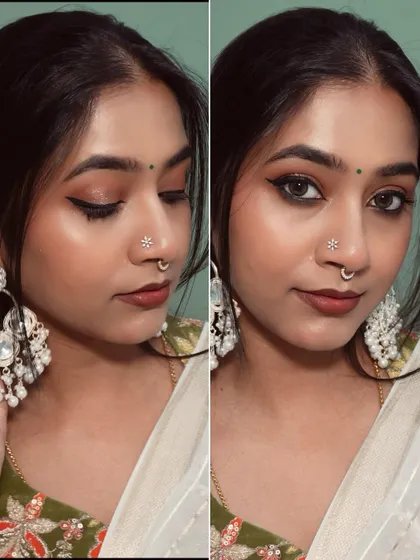 I'm obsessed with this look. The combination of the smokey eye, the nose pin, and the septum ring creates a unique and edgy vibe.