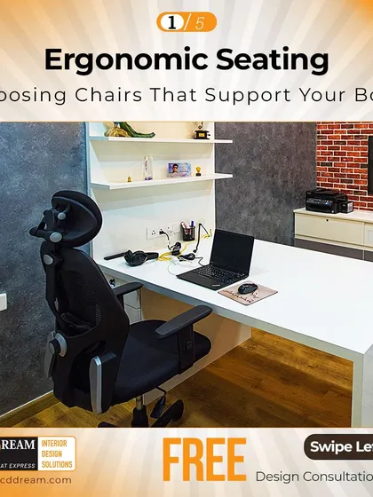 Ergonomics are essential for a healthy home. We start with ergonomic seating, choosing chairs that support your body, especially in home office setups.