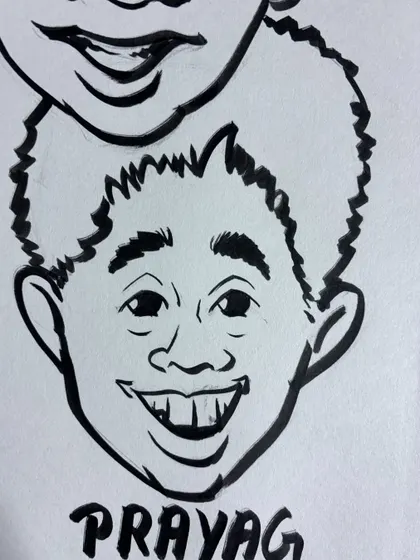 A close-up of the bold ink lines I use to create the base of my caricatures. This style ensures every feature is expressive and full of character.