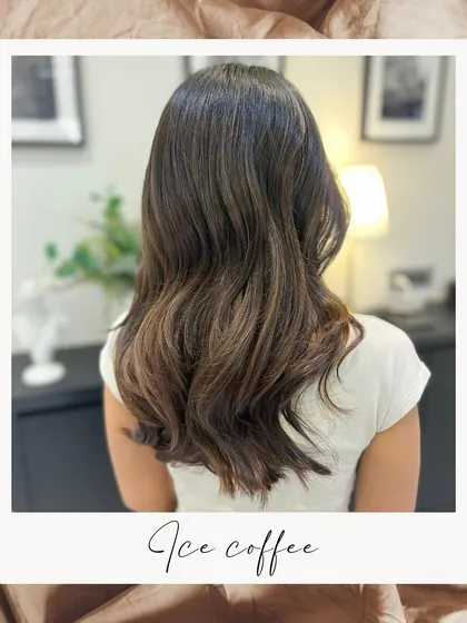 A fresh and modern Iced Coffee hair colour. The cool, light-brown tones are perfect for a subtle yet stylish change.
