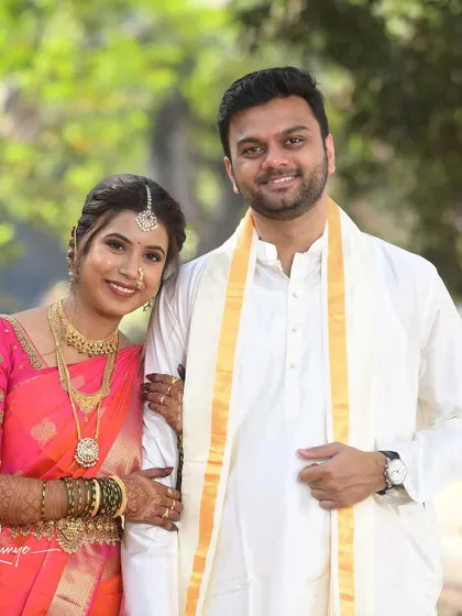 Another portrait of the happy couple, capturing their joy on their special day.