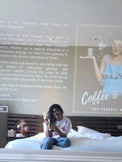 Celebrating my SIIMA award win in my hotel room in Dubai. Moments like these are surreal and I'm so thankful.