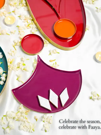 Celebrate the season, celebrate with Faaya. This image shows our festive plates in various shapes and colors, ready to be filled with sweets and joy.