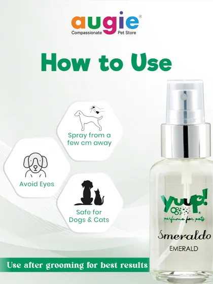 Using our pet-safe perfume is simple. Just spray from a few centimeters away, avoiding the eyes. It's safe for both dogs and cats and is best used after grooming for a beautiful, lasting scent.