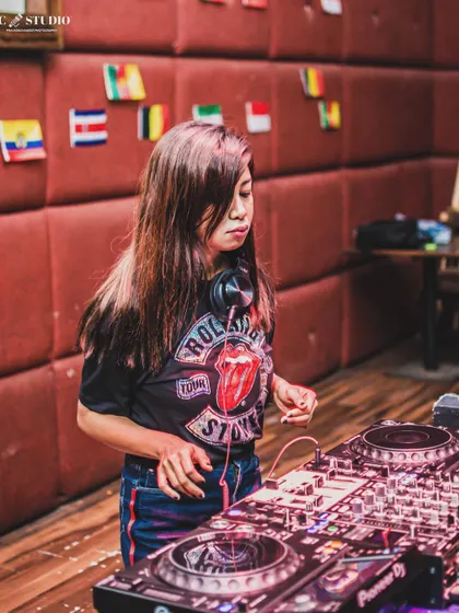 Focused on the mix during a private party. Even in a more intimate setting, my concentration is 100% on the music.