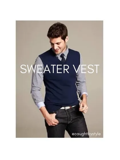 The sweater vest has made a huge comeback. It's a fantastic layering piece that adds a touch of personality and polish to a simple button-down shirt.