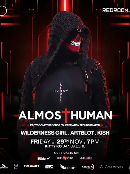 The main flyer for a huge Friday night at Kitty Ko with Almost Human. The energy for this show was off the charts from start to finish.
