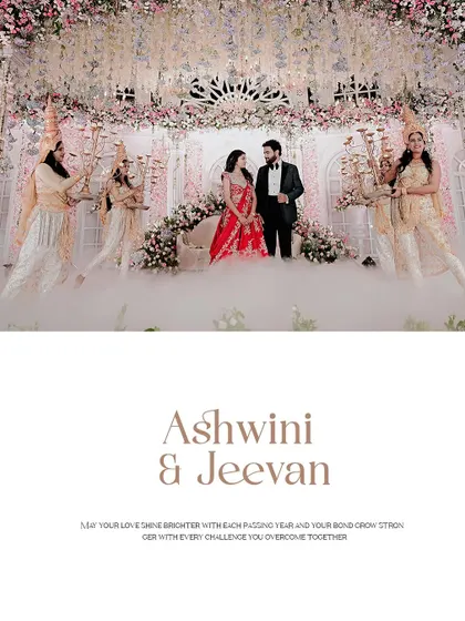 A grand stage for a grand celebration. The couple looks magnificent, and Ashwini's makeup holds up beautifully.