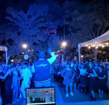 Another shot of me leading the party from the DJ booth.