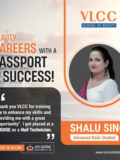 Our training opens doors to global opportunities. We are proud to share the success story of our advanced nails student, Shalu Singh, who secured a placement as a Nail Technician on a cruise ship with our 100% placement assistance program.
