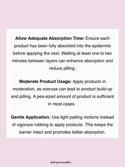 More strategies to prevent skin pilling from my Zee News feature: allow adequate absorption time between layers, use products in moderation (a pea-sized amount is often enough), and apply with gentle patting motions instead of rubbing.