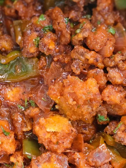 A spicy and tangy Gobi Manchurian, a popular Indo-Chinese dish that we can include in your custom menu.