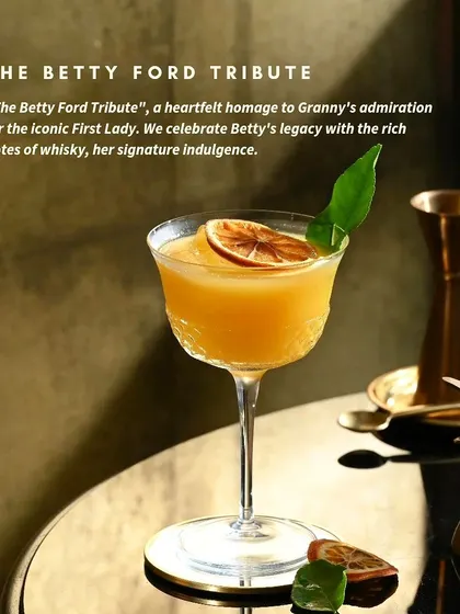 The Betty Ford Tribute is a heartfelt homage to the iconic First Lady. I celebrate her legacy with the rich notes of whisky, her signature indulgence.