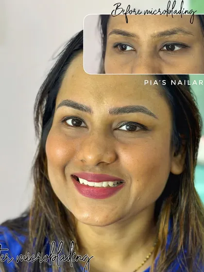 This client was tired of using an eyebrow pencil every day, so we did my signature stroke microblading. I started with a full consultation to approve the shape and color before beginning. Now she can wake up with perfect brows every morning.
