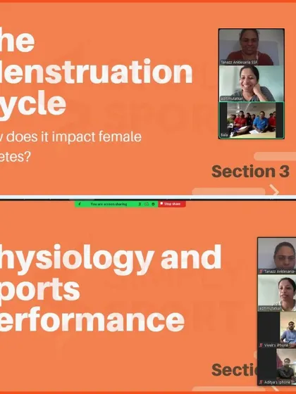 Screenshots from our online workshop with BAI coaches, focusing on the menstrual cycle's impact on female athletes and its connection to physiology and sports performance. These sessions are crucial for normalizing these conversations in sport.
