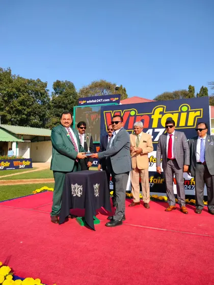 The Saddle Up Cup Div 1 is presented to the winning connections of Apollo Light.