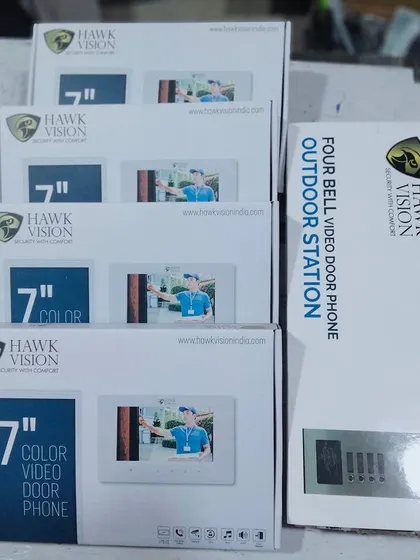 I stock Hawk Vision video door phones, including 7-inch color monitors and outdoor stations. These systems allow you to see and speak to visitors before granting them access, adding a crucial layer of security.