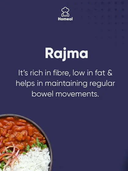 Why we love Rajma. This kidney bean curry is rich in fiber and low in fat, which is great for digestion and helps in maintaining regular bowel movements. It's health and taste in one bowl.
