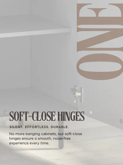 No more banging cabinets. Every kitchen we build comes standard with soft-close hinges. This small detail ensures a smooth, noise-free experience every time you close a door.