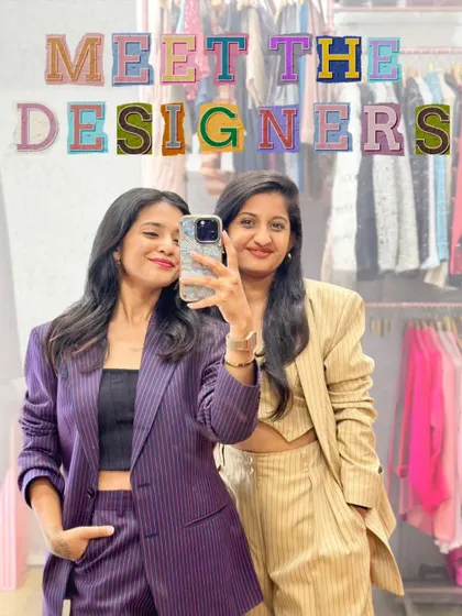Meet the designers! That's me, Virashree, and my partner, Kesha. We're the women behind the brand, here to help you own your moment without owning the outfit.