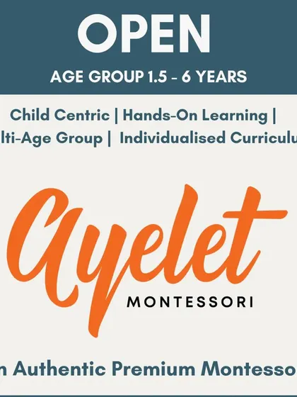 Admissions are open at Ayelet Montessori. We are an authentic, premium Montessori for children aged 1.5 to 6 years, offering a child-centric, hands-on, individualized curriculum in a happy, safe environment.