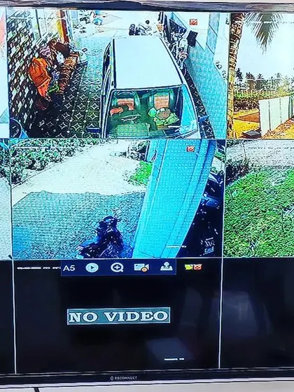 A multi-view grid from the Hikvision AHD installation, covering various outdoor and rural scenes.