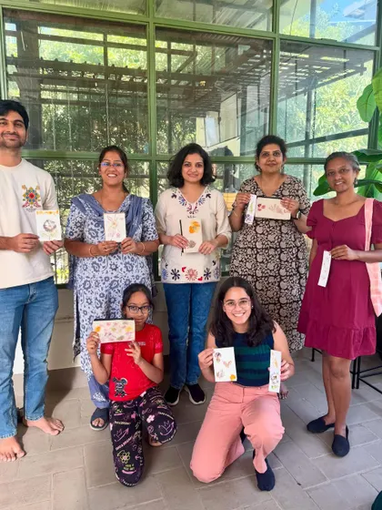 A happy group showing off their finished flower pounding projects. It’s wonderful to see such a variety of designs and the pride each person takes in their unique creation.