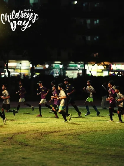 Our young players running together during a warm-up. We celebrate the energy and dreams they bring to the pitch every single day.