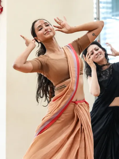 An expressive rehearsal moment for 'Sitayana'. This is where we explore the many faces and emotions of the characters.