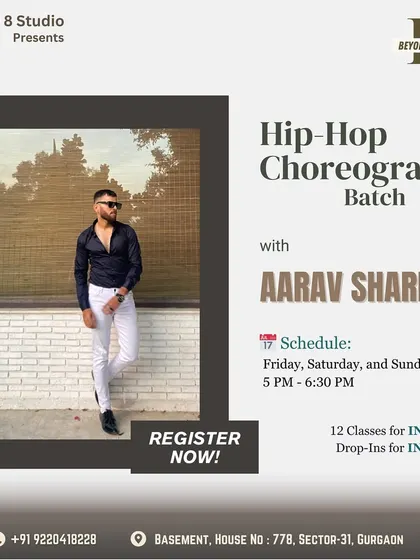 Ready to level up your hip-hop skills? This announcement details our weekend hip-hop choreography batch with Aarav Sharma, including the schedule and pricing for 12 classes.