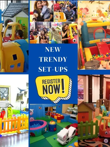 New trendy setups. This collage shows a variety of my latest playzone arrangements, from cozy indoor corners to larger, more elaborate setups, all available for you to register and book.