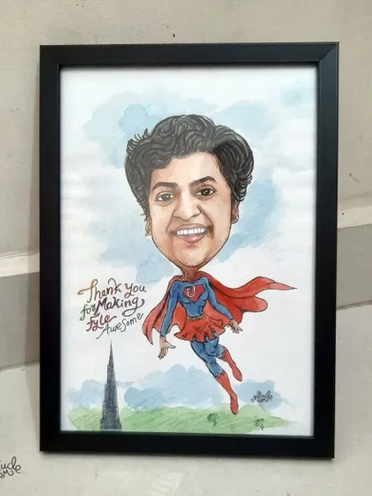 This framed caricature is a great example of a unique and personal gift for a coworker.