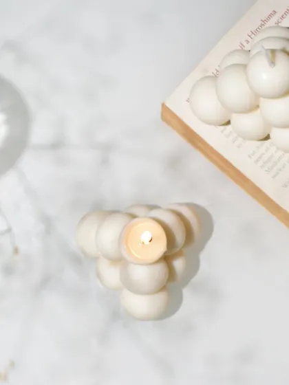 Aesthetically pleasing and minimal. Our pyramid bubble candle is the perfect candle for every home.