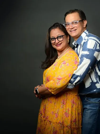 A warm and loving embrace from the same anniversary session, showing the couple's lasting affection.
