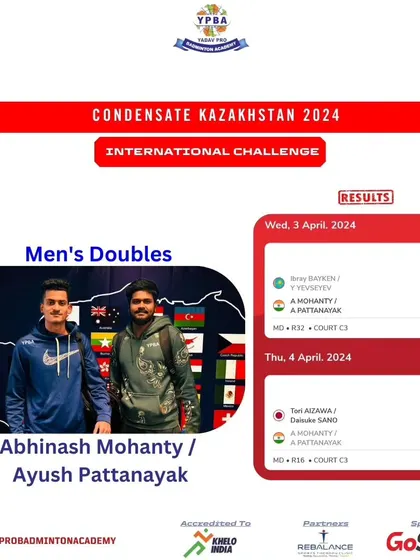 My doubles pair Abhinash Mohanty and Ayush Pattanayak facing international opponents at the Condensate Kazakhstan 2024 International Challenge.