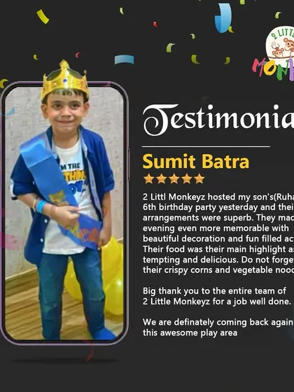 "Their food was their main highlight as it was tempting and delicious." Sumit Batra's review praises our superb arrangements and fun-filled activities, but especially our crispy corn and noodles!