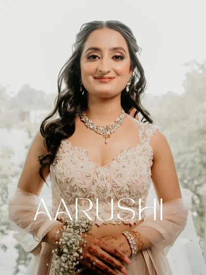 A lovely close-up portrait of the bride on her engagement day, her smile radiating happiness.