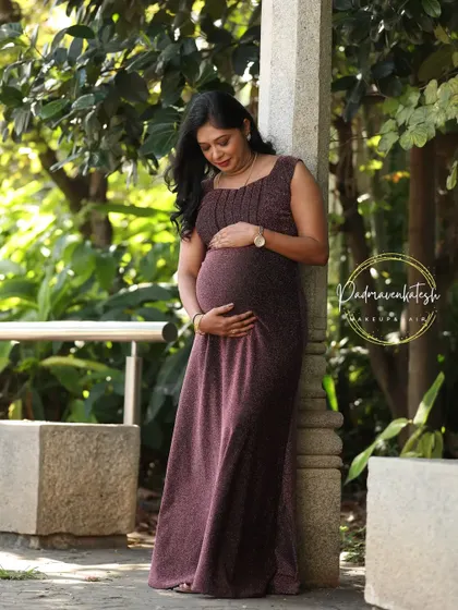A serene portrait of an expecting mother. My goal for maternity makeup is to create a timeless look that feels authentic and beautiful, focusing on glowing skin and soft, defined features.