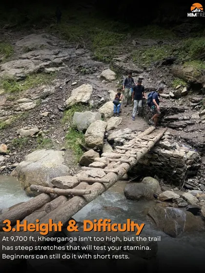 The Kheerganga trail includes rustic bridges and steep sections that will test your stamina, but it's completely manageable for beginners with a bit of grit.