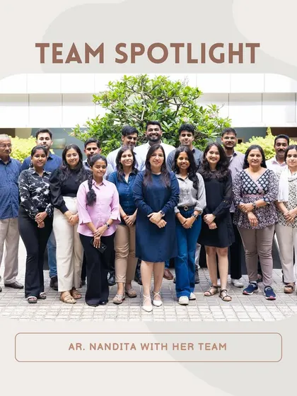 Senior Associate Nandita Agnihotri and her team. As an award-winning architect, Nandita leads her team with a dynamic and innovative approach, delivering exceptional designs across 16 cities.