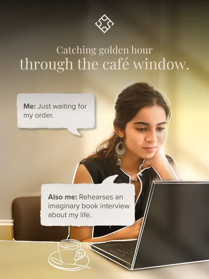 Catching the golden hour through the cafe window while getting some work done. It's about romanticizing your workday.