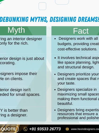 We are here to debunk common interior design myths. Good design is not just for the rich and it's much more than just decorating; it involves technical planning to make spaces of any size functional and beautiful.