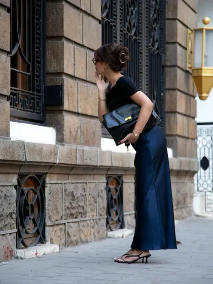 A street style shot for a brand collaboration, capturing a chic, urban look. This kind of photography is perfect for influencer campaigns and lookbooks.