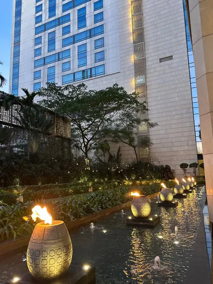 The beautiful outdoor setup for a Sangeet night. I can adapt my performance to both indoor ballrooms and outdoor event spaces.