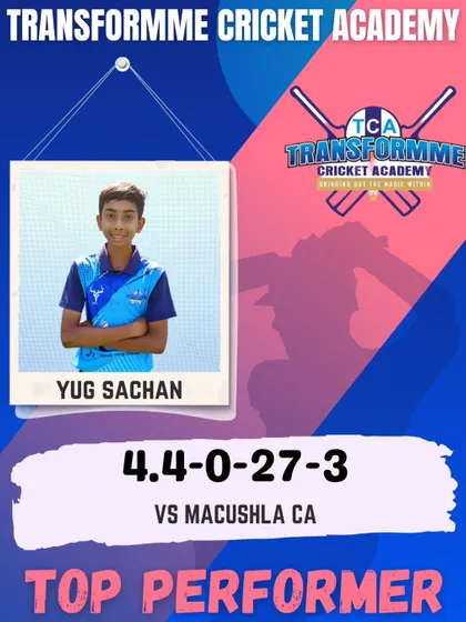 Yug Sachan's top performance in the U-14 tournament, taking 3 wickets.