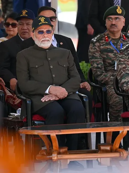Prime Minister Narendra Modi attending the Kargil Vijay Diwas ceremony. My role at such events is to be unobtrusive while capturing clear, impactful images of the main proceedings.
