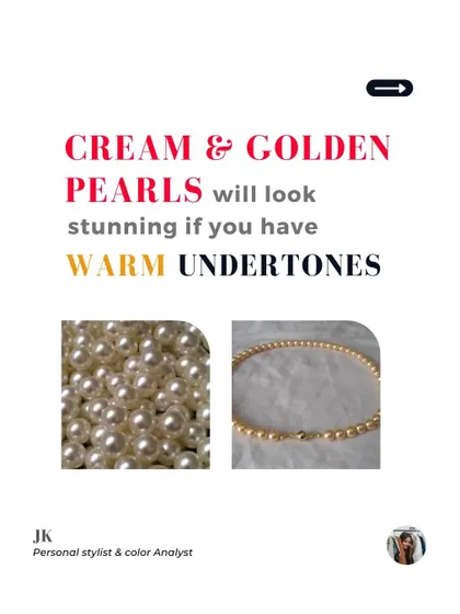 Did you know that even pearls have undertones? This guide shows you which type of pearl will look best on you. Cream and golden pearls are stunning on warm undertones, while white and pink pearls glow on cool undertones.
